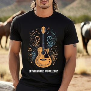 Camiseta de guitarra acústica, camiseta de músico, camiseta de guitarra vintage, camiseta de guitarrista, presente para homem, camiseta musical