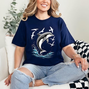 Dolphin shirt, cute dolphin lover t-shirt, Gifts for dolphin lovers, 90s t-shirt, ocean t-shirt