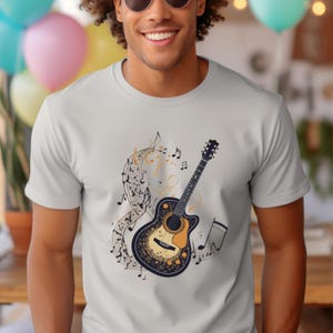 Guitar T-shirt, Musician Gift T-shirt, Cool Guitar Shirt, Cute Guitar T-shirt, Guitarist Gift, Music