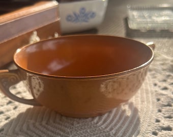 Vintage Homer Laughlin Wells Art Glazes Rust Cream Soup Bowl 1930s