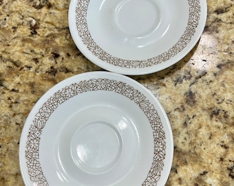 Corelle set of two saucers brown woodland pattern