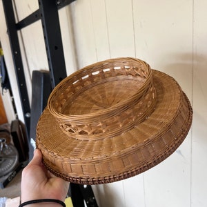 vintage handwoven bohemian style rattan basket tray