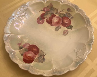 Hand painted lusterware glaze finish China bowl with plums