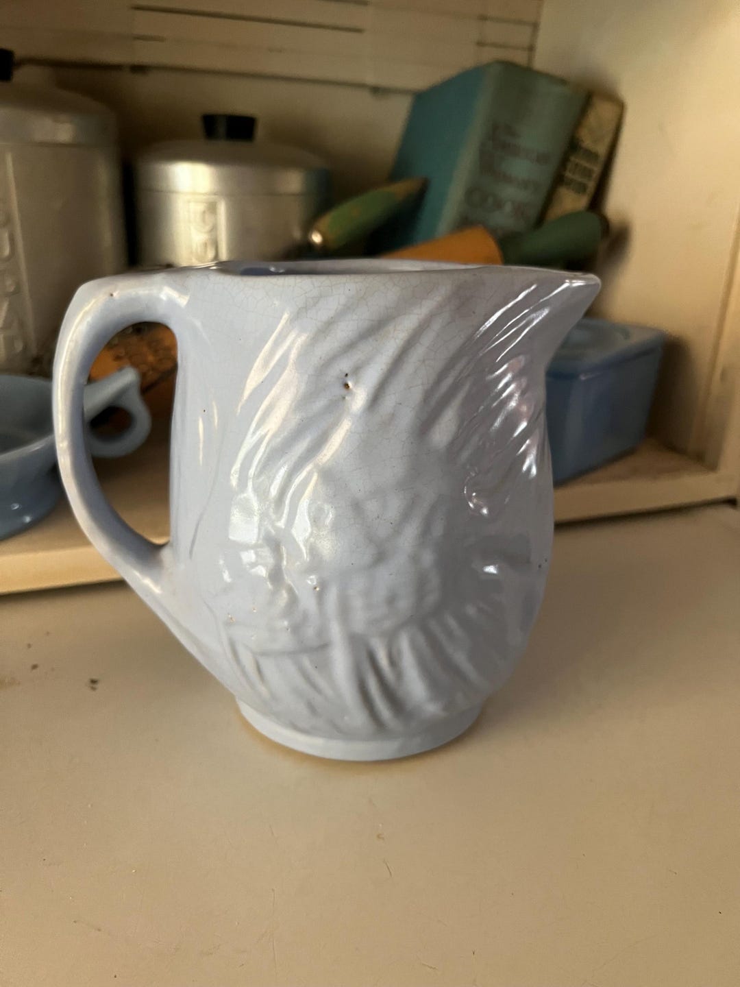 Vintage Light Blue Ceramic Stoneware Mccoy Angelfish Pattern Pitcher - Etsy
