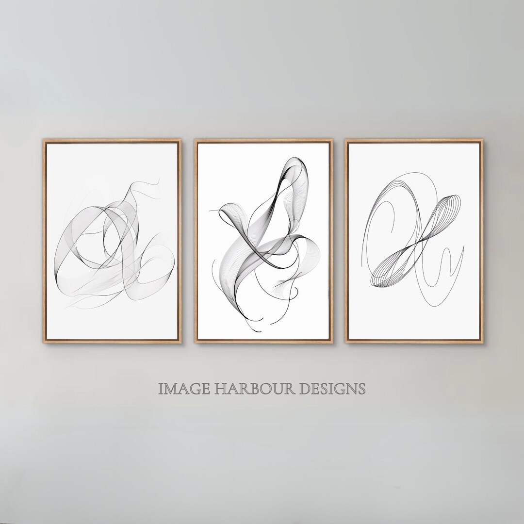 Minimalist Line Art Set of 3 Digital Prints| Abstract Wall Art Set ...