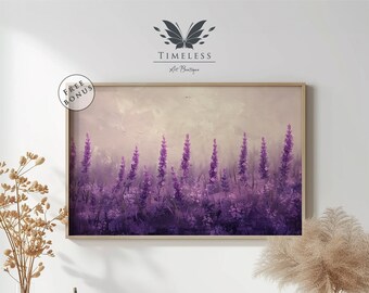 Wildflower Field Countryside Landscape, Oil Painting, Printable Art