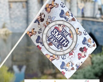 Original Stroller Flag w/ Clip | Cruise Sensational Six | Theme Park Accessory | Custom Stroller Tag