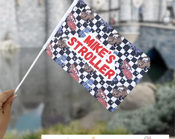 Personalized Stroller Flag | Cars Inspired Theme Park Spotter | Vacation Identifier | Kachow Pals
