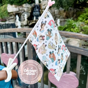 The Original Stroller Flag with Clip | Princess Ears | Park Accessory | Theme Park Trip | Stroller Tag | Theme Park