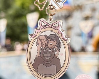 Acrylic Bag Charm Keychain | Mothers Love Design | Clear Acrylic | Theme Park Accessory