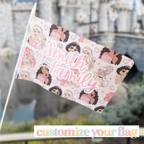 Original Stroller Flag w/ Clip | Princess Squad | Theme Park Accessory | Stroller Tag