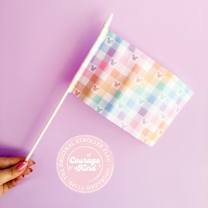 The Original Stroller Flag w/ Clip | Springtime Rainbow | Theme Park Trip | Stroller Tag | Mini Stroller Flags