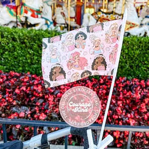 The Original Stroller Flag w/ Clip | Princess Squad | Park Accessory | Theme Park Trip | Stroller Tag | Stroller Tags | Mini Stroller Flag