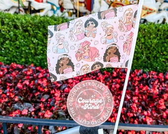 The Original Stroller Flag w/ Clip | Princess Squad | Park Accessory | Theme Park Trip | Stroller Tag | Stroller Tags | Mini Stroller Flag