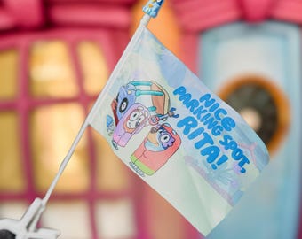 Original Stroller Flag w/ Clip | Grannies Parking Spot | Theme Park Accessory | Stroller Tag