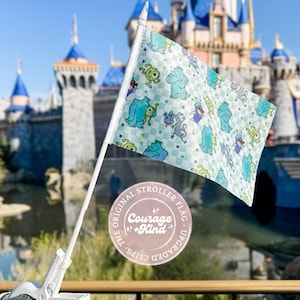 The Original Stroller Flag w/ Clip | Monsters | Park Accessory | Theme Park Trip | Stroller Tag | Stroller | Mini Stroller Flag