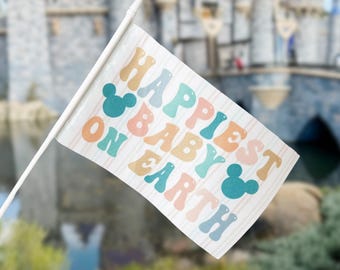 Original Stroller Flag w/ Clip | Happiest Baby On Earth | Theme Park Accessory | Stroller Tag