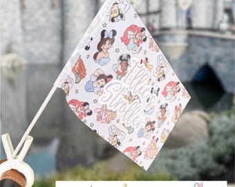 Personalized Stroller Flag | Princess Ears Theme Park Essential (Clip Included)