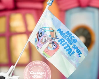 The Original Stroller Flag w/ Clip| Grannies Parking Spot | Mini Flag | Stroller Tag | Theme Park Stroller | Mini Stroller Flags