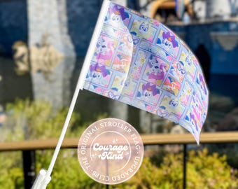 Stroller Flag with Clip | Stroller Parking Tag & Identifier | Family Vacation Mini Flag | Fade Resistant | Muﬀin