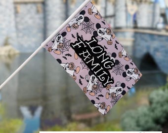 Personalized Stroller Flag | Halloween Theme Park Identifier | Purple Ghost Design