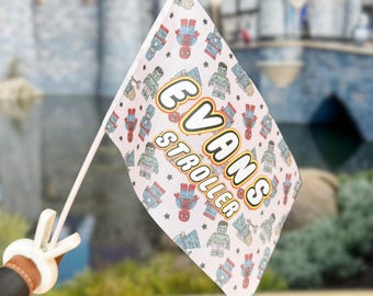 Personalized Block Hero's Stroller Flag | Theme Park Stroller Tag, Family Vacation Identifier