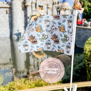 The Original Stroller Flag w/ Clip | Valentine Sidekicks | Park Accessory | Theme Park Trip | Stroller Tags | Mini Stroller Flag