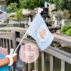 The Original Stroller Flag w/Clip | LIMITED-EDITION Princess Collection | Park Accessory | Theme Park Trip | Stroller Tag | Little Mermaid