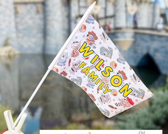 Personalized Stroller Flag with Clip | Theme Park Stroller Tag & Identifier | Mini Flag for Stroller Parking, Disney Vacation |For Real Life
