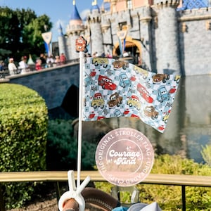 The Original Mini Stroller Flag w/Clip | Valentine Cars | Park Accessory | Theme Park Trip| Stroller Tag| Stroller Tags | Mini Stroller Flag