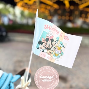 The Original Stroller Flag w/ Clip | Park Accessory | Sensational Six | Theme Park Trip | Stroller Tag | Stroller Tag | Mini Stroller Flags