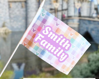 Custom Stroller Flag | Theme Park Identification Sign, Springtime Rainbow