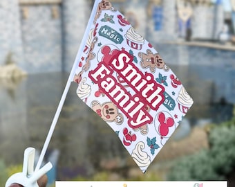 Personalized Christmas Stroller Flag | Holiday Treats | Theme Park Accessory | Stroller Tag