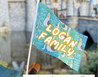 Personalized Stroller Flag w/ Clip | Seagulls Mine Mom | Theme Park Accessory | Stroller Tag