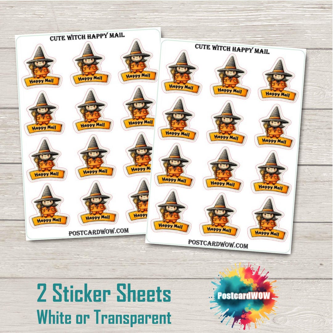 Cute Witch - Happy Mail Stickers - Junk Journal - Scrap Book - Penpal ...