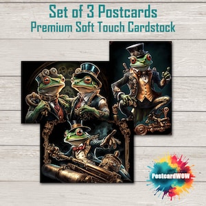 Grenouilles steampunk - lot de cartes postales - correspondants - Postcrossing - échange - oeuvre d'art - design unique