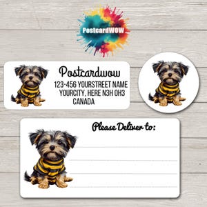 Chiot avec veste d'étiquettes « Adresse de retour » - Feuilles de 30 autocollants - Correspondants - Lettres - Cartes - Amis
