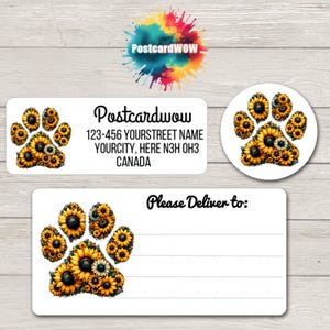 Etiquetas de remitente con diseño de girasol - Hojas de 30 pegatinas adhesivas - Amigos por correspondencia - Escritura de cartas - Tarjetas - Amigos