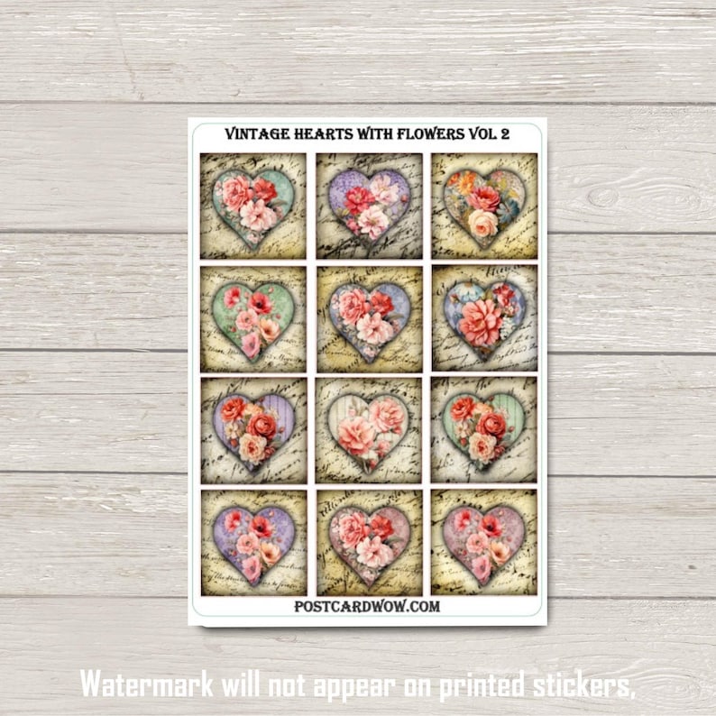 Vintage Floral Hearts Sticker Set - Vol 2 (2 Sheets) - Etsy