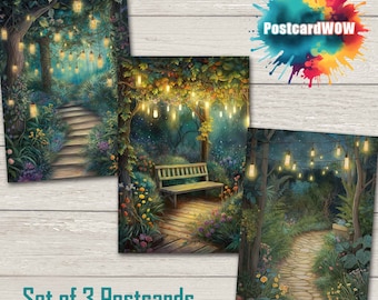 Jeu de cartes postales Jardin secret