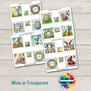 Miniatures de timbres de Pâques - lot d'autocollants - courrier heureux - carnet de courrier indésirable - album de coupures - correspondant - Postcrossing