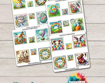 Mini sellos de Pascua - Set de pegatinas - Correo feliz - Diario creativo - Álbum de recortes - Amigos por correspondencia - Postcrossing