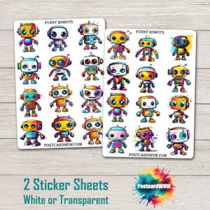 Robots Divertidos - Set de Pegatinas - Correo Feliz - Diario de Basura - Álbum de Recortes - Amigo por Correspondencia - Postcrossing