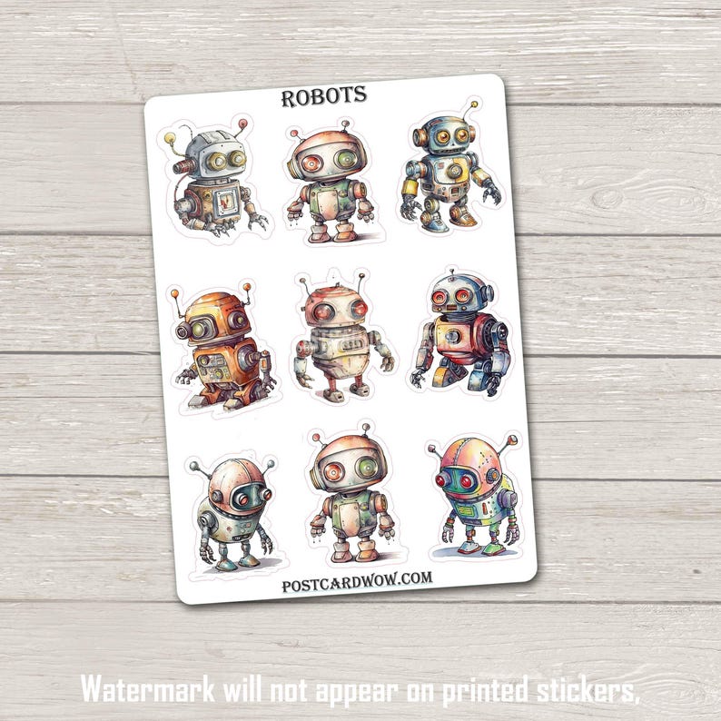 Robots - Sticker Set - Happy Mail - Junk Journal - Scrap Book - Penpal ...