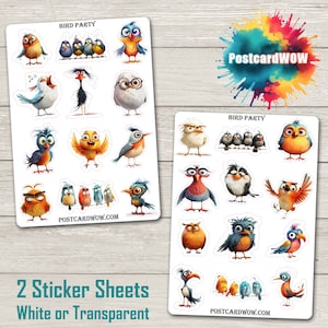 Bird Party - Stickerset - Happy Mail - Junk Journal - Scrap Book - Penvriendin - Postcrossing