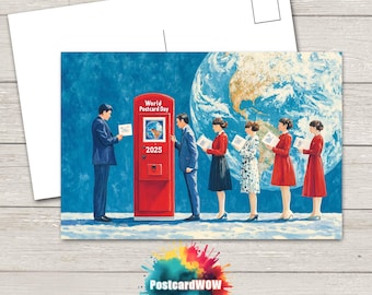 Wereldkaartdag 2025 - Enkele kaart - WPD - Penningvrienden - Postcrossing - Ruilen - Kunst - Uniek ontwerp