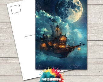 Steampunk Ship Postcard