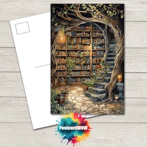 Secret Library Staircase  Postcard