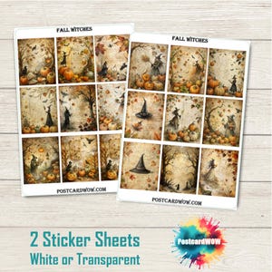 Fall Witches - Box Sticker Set - Planner Stickers - Journals - Postcrossing - Halloween - Harvest