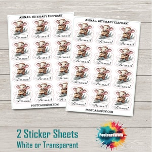 Poste aérienne avec éléphanteau - Stickers poste aérienne - Correspondants - Poste aux lettres - Postcrossing
